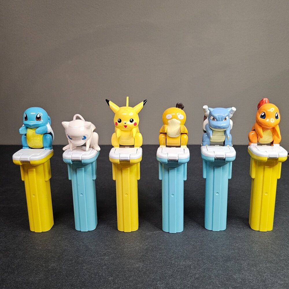 Pokemon Pez Candy Catcher Lot of 6 Bandai Vtg 1998 Pikachu Squirtle Psyduck